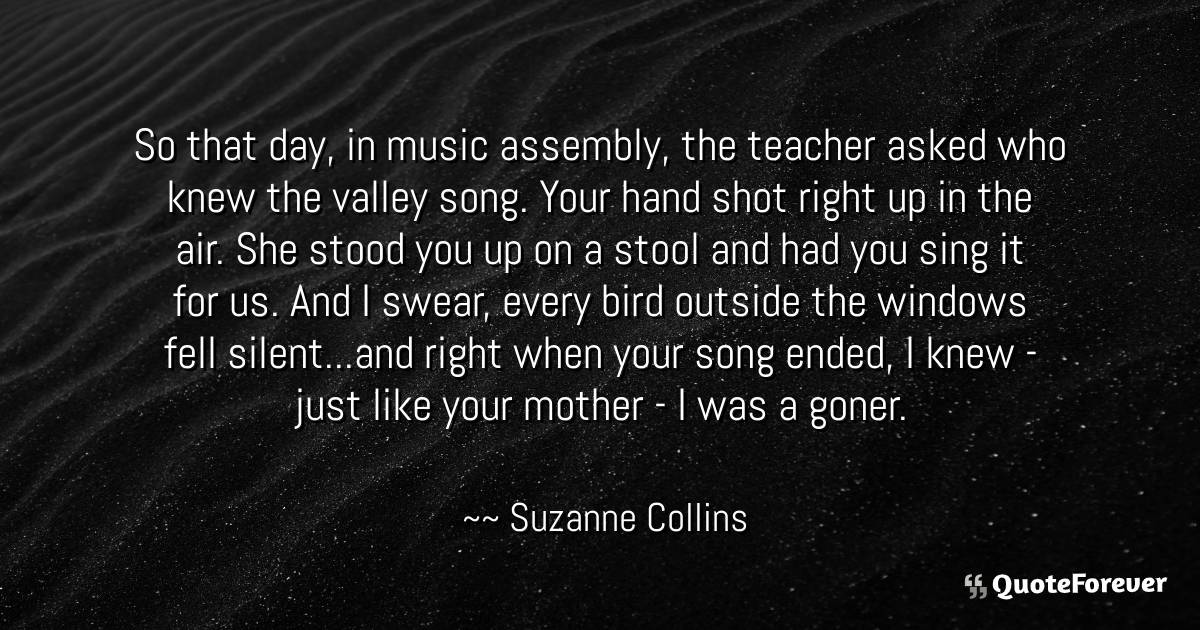 So that day, in music assembly, the teacher asked ...