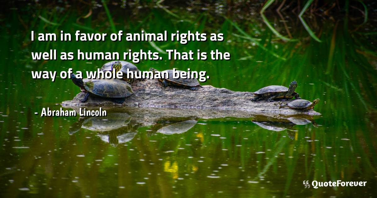 I am in favor of animal rights as well as human rights. That is the ...