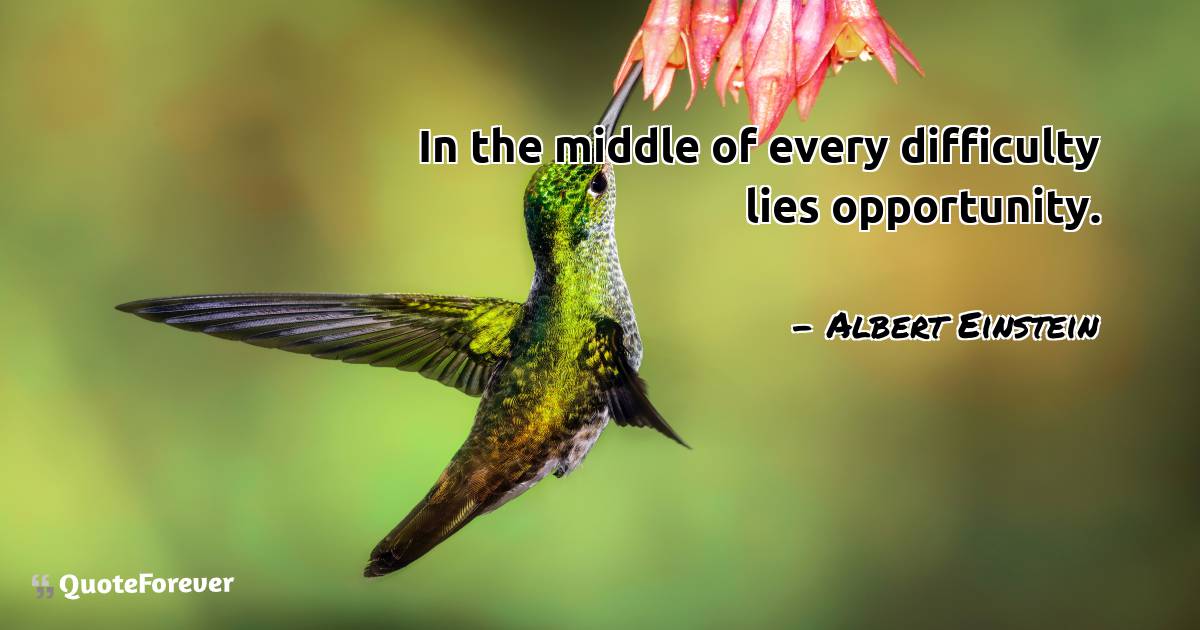 In the middle of every difficulty lies opportunity.