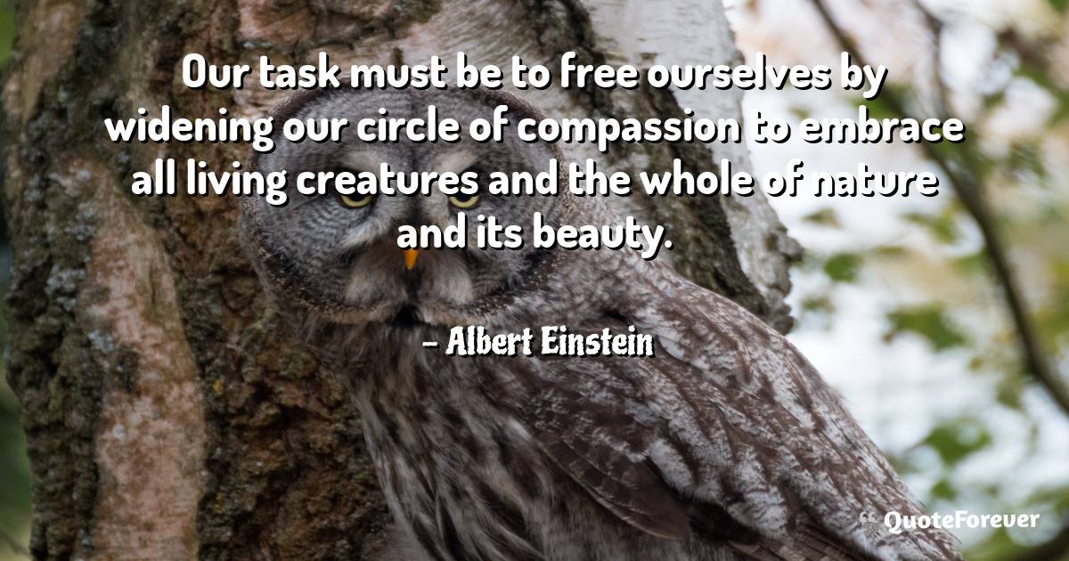 Our task must be to free ourselves by widening our circle of ...