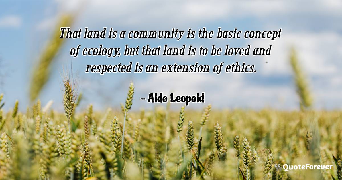That land is a community is the basic concept of ecology, but that ...