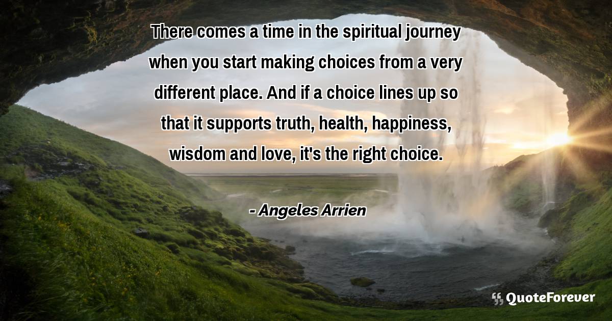 There comes a time in the spiritual journey when you start making ...