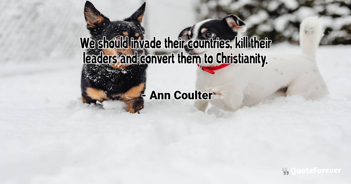 We should invade their countries, kill their leaders and convert them ...