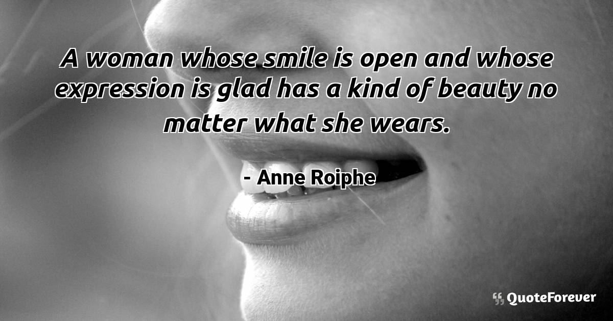 A woman whose smile is open and whose expression is glad has a kind ...
