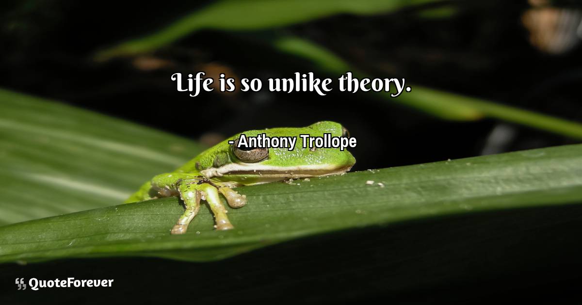 Life is so unlike theory.