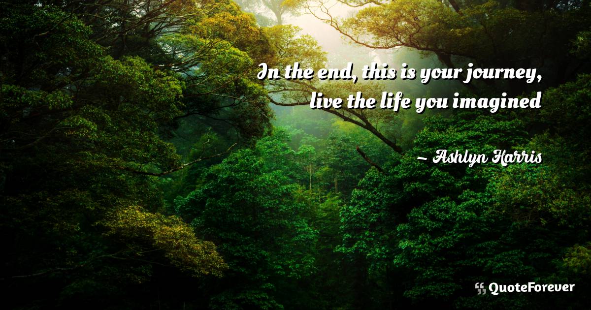 In the end, this is your journey, live the life you imagined