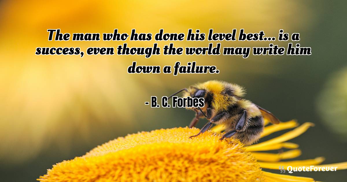 The man who has done his level best... is a success, even though the ...