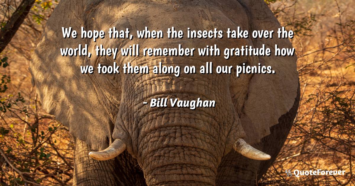 We hope that, when the insects take over the world, they will ...