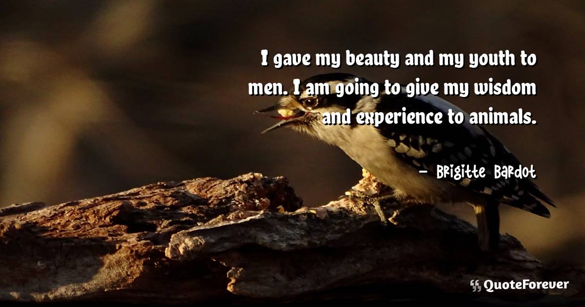 I gave my beauty and my youth to men. I am going to give my wisdom ...