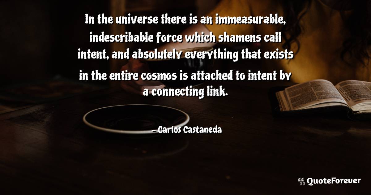 In the universe there is an immeasurable, indescribable force which ...