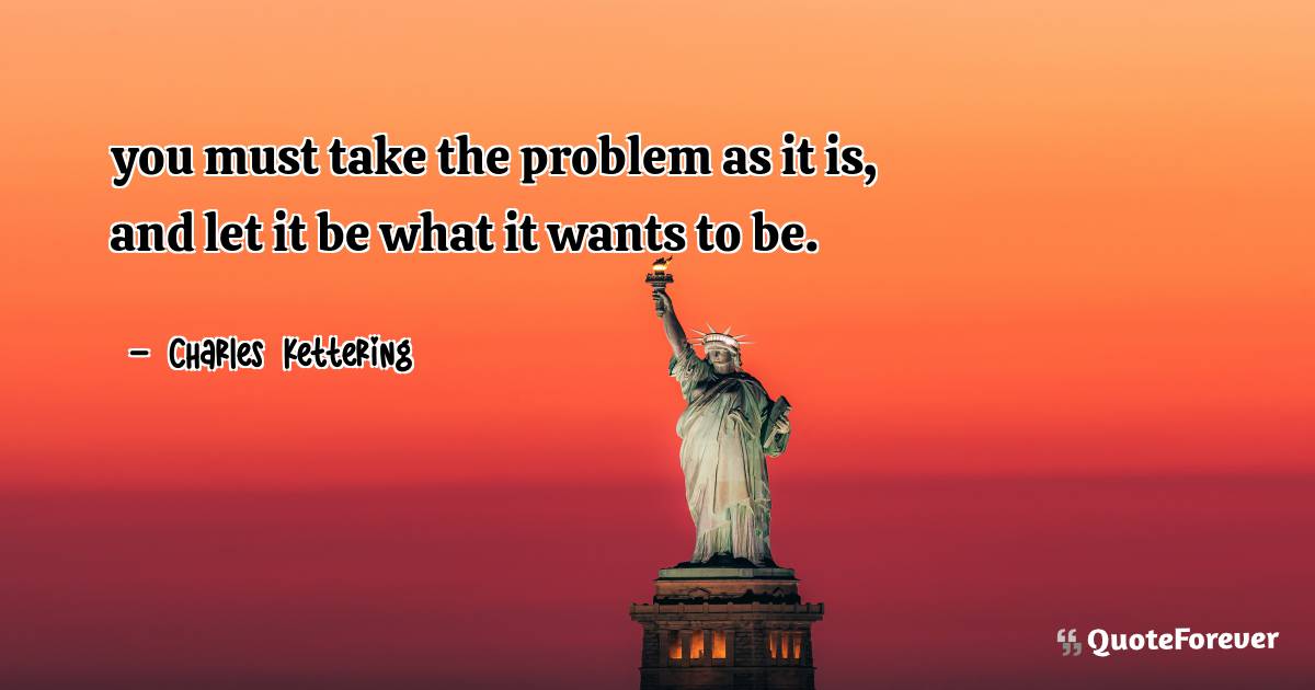 you must take the problem as it is, and let it be what it wants to be.