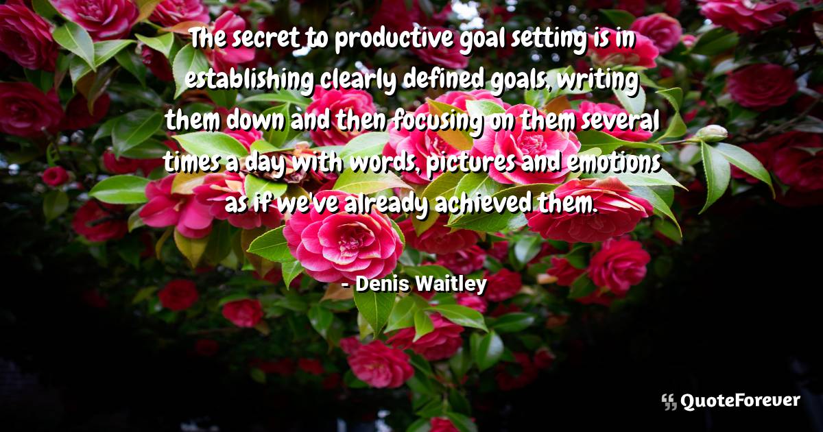 The secret to productive goal setting is in establishing clearly ...