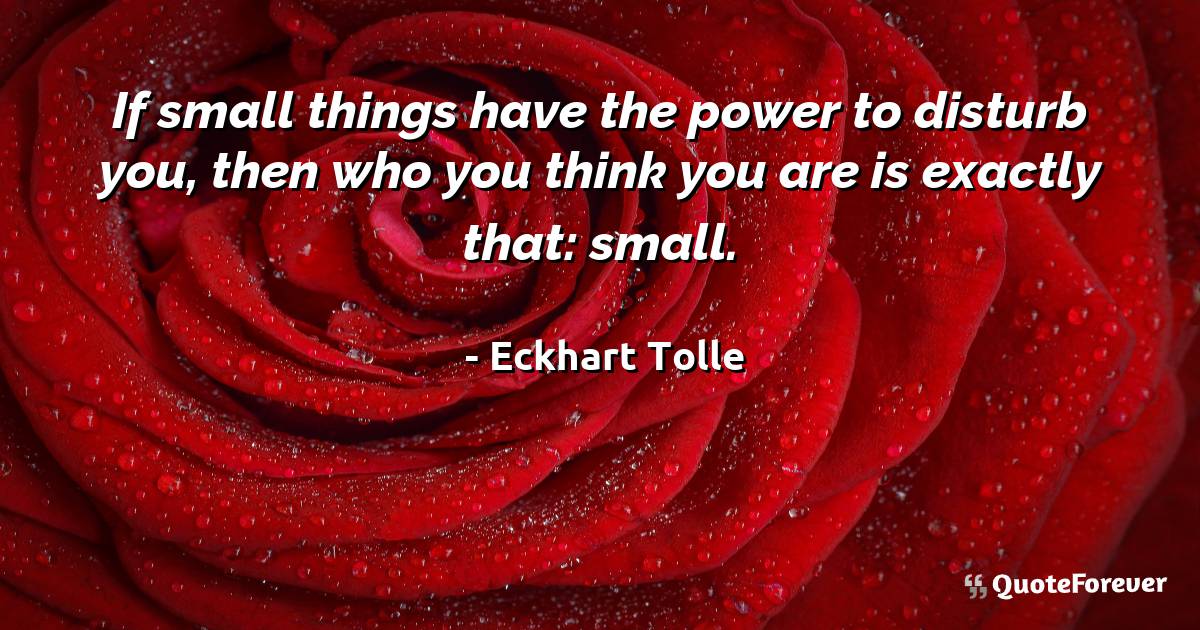 If small things have the power to disturb you, then who you think you ...