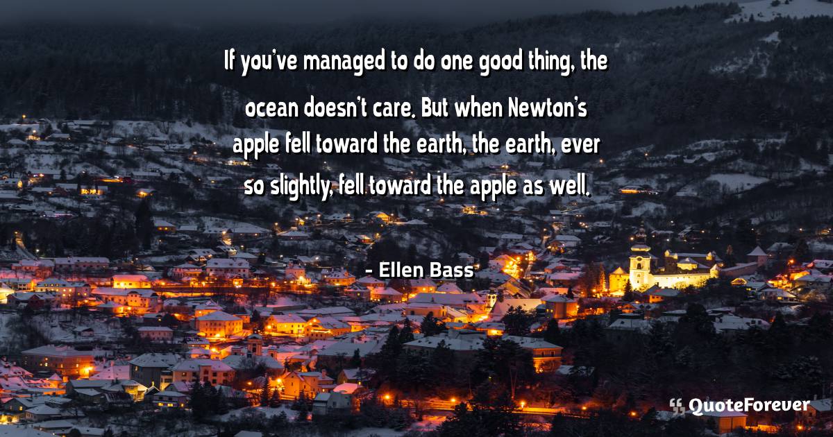 If you’ve managed to do one good thing, the ocean doesn’t care. But ...