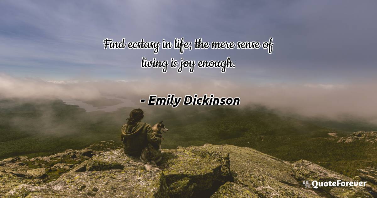 Find ecstasy in life; the mere sense of living is joy enough.