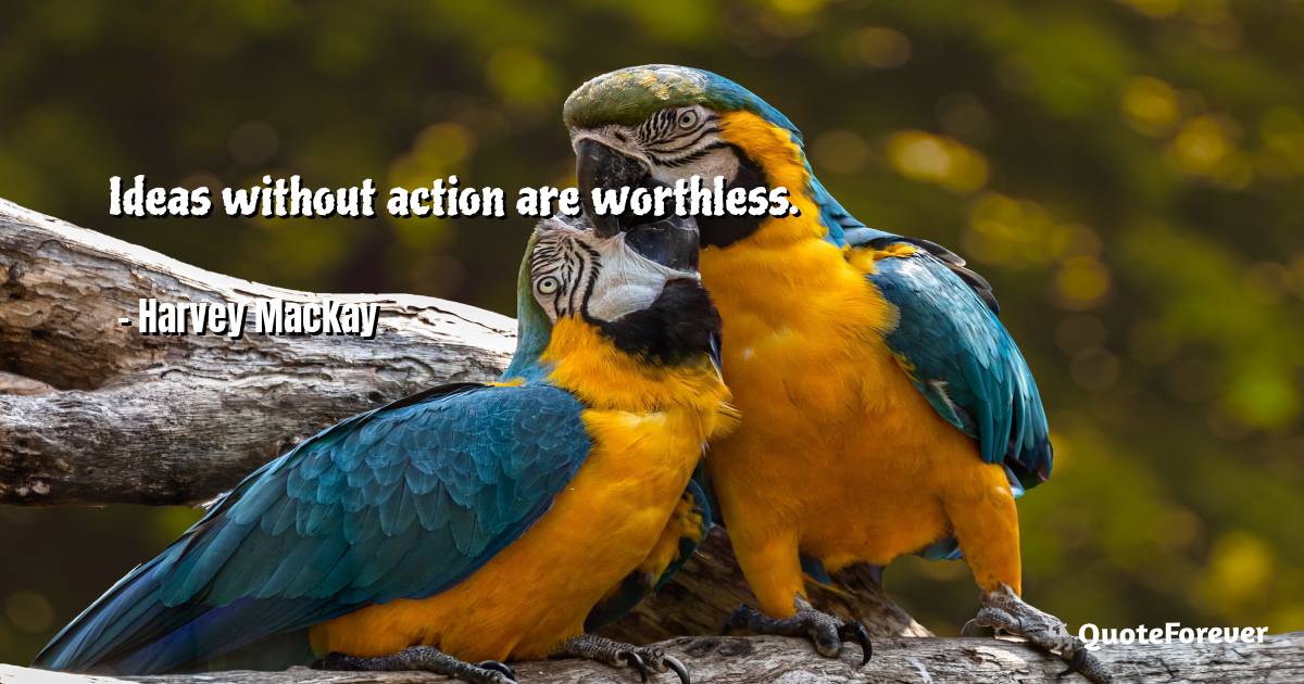 Ideas without action are worthless.