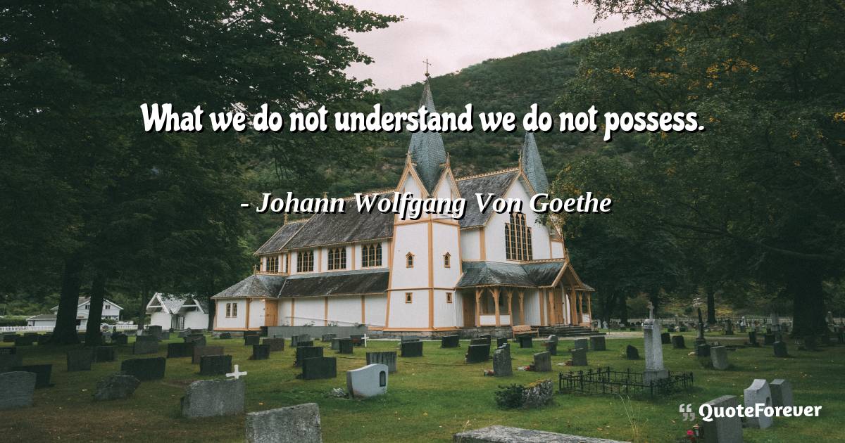 What we do not understand we do not possess.