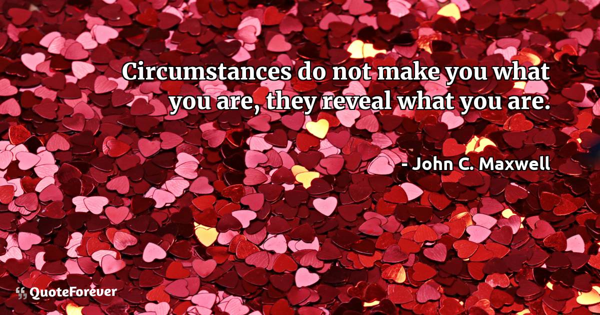 Circumstances do not make you what you are, they reveal what you are.