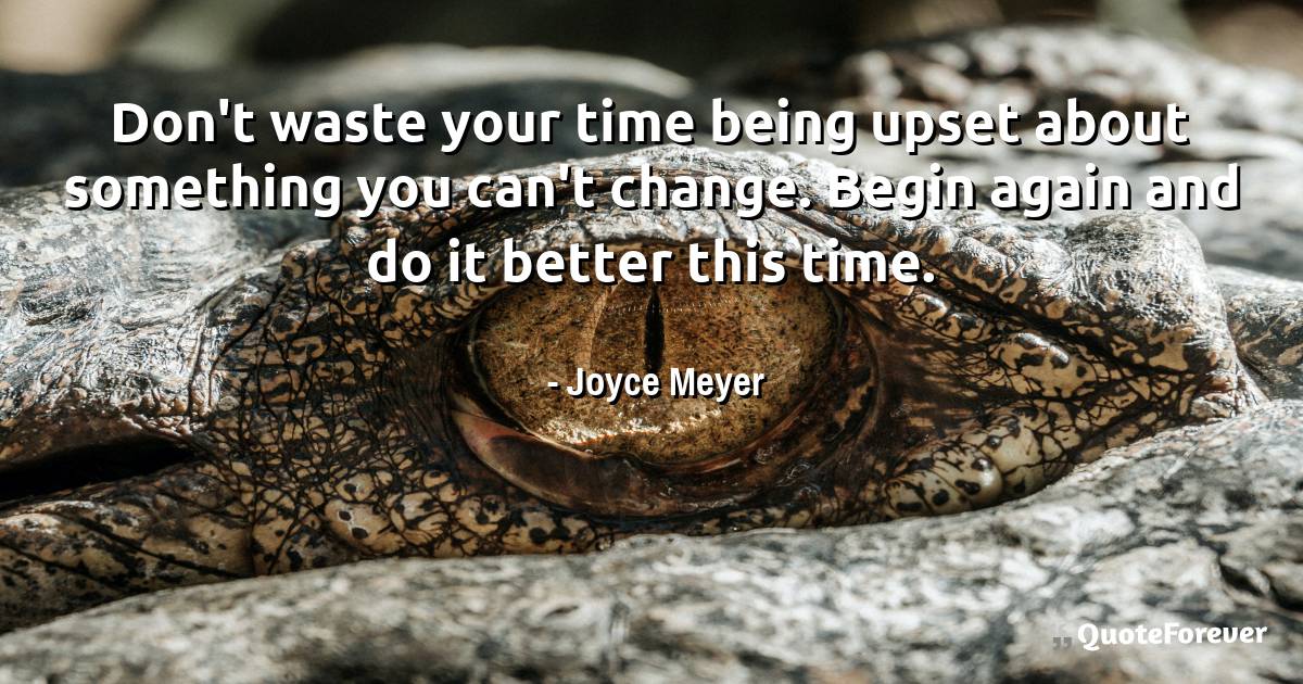 Don't waste your time being upset about something you can't change. ...