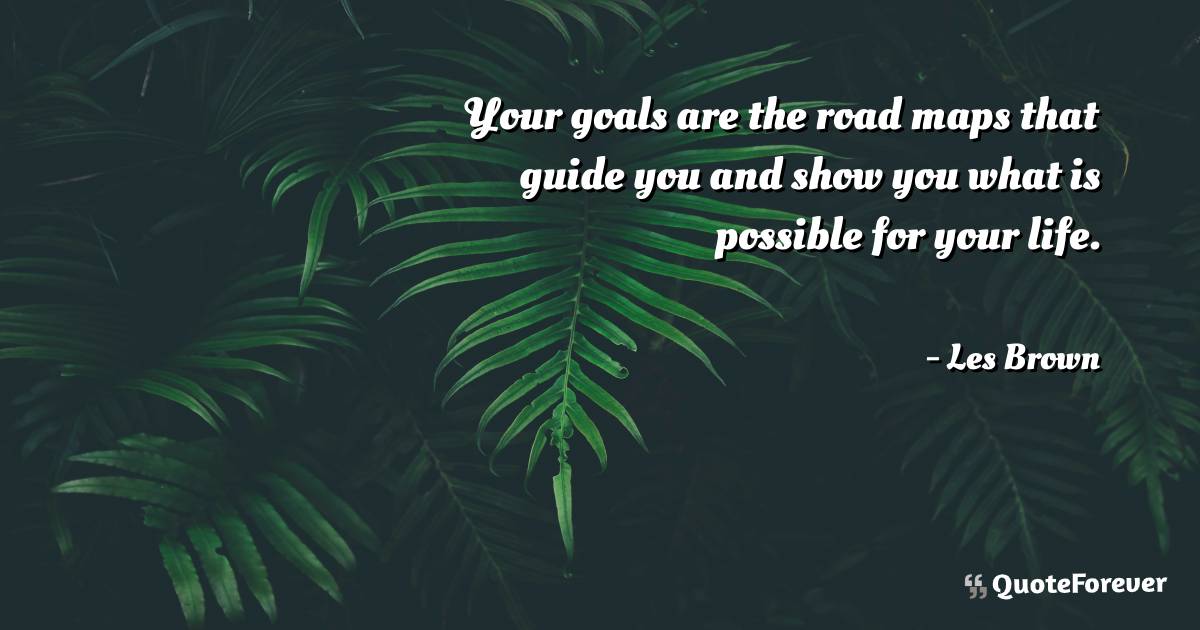 Your goals are the road maps that guide you and show you what is ...
