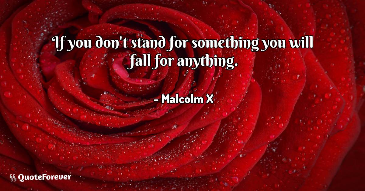 If you don't stand for something you will fall for anything.