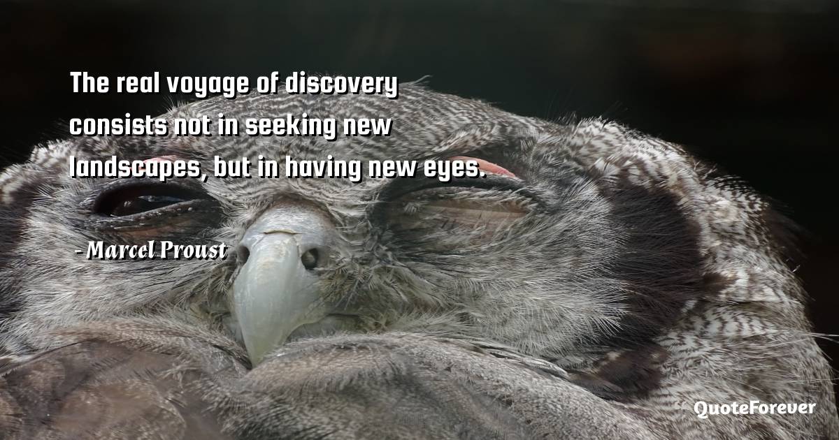 The real voyage of discovery consists not in seeking new landscapes, ...