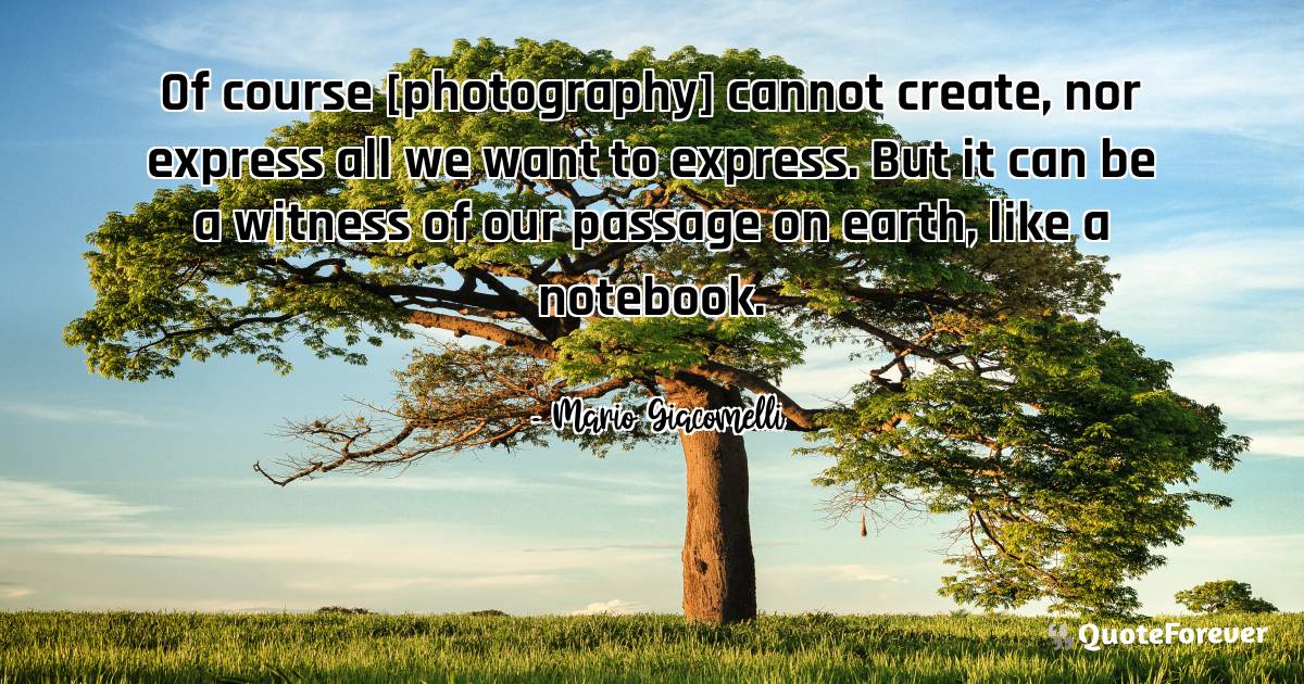Of course [photography] cannot create, nor express all we want to ...