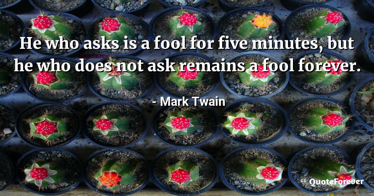 He who asks is a fool for five minutes, but he who does not ask ...