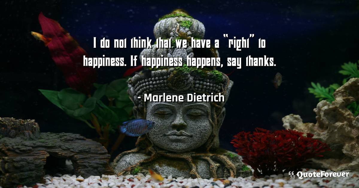 I do not think that we have a “right” to happiness. If happiness ...