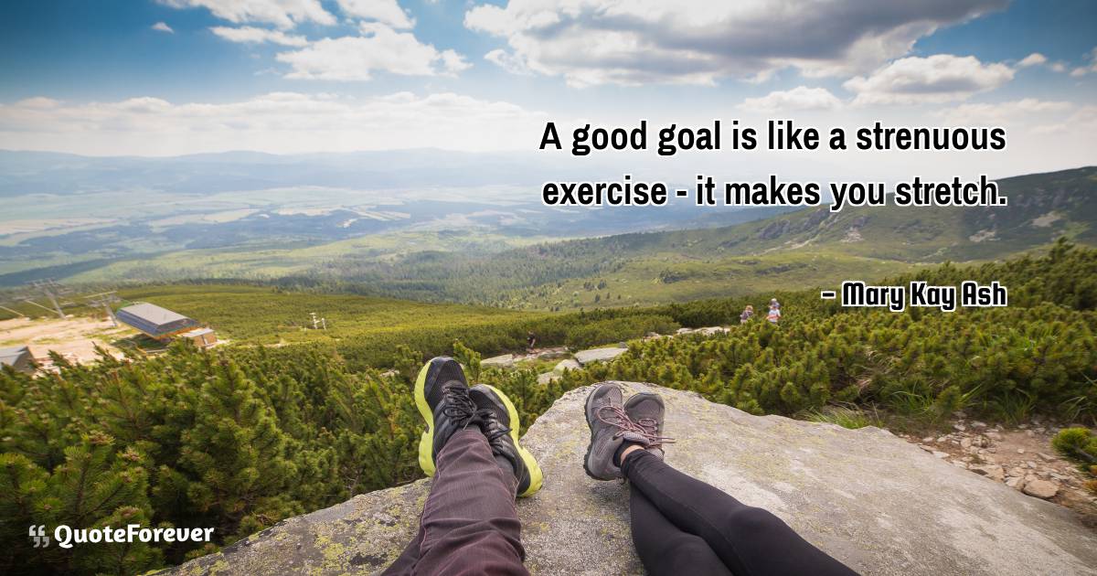 A good goal is like a strenuous exercise - it makes you stretch.