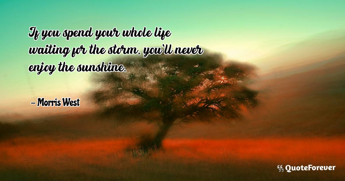 If you spend your whole life waiting for the storm, you'll never ...