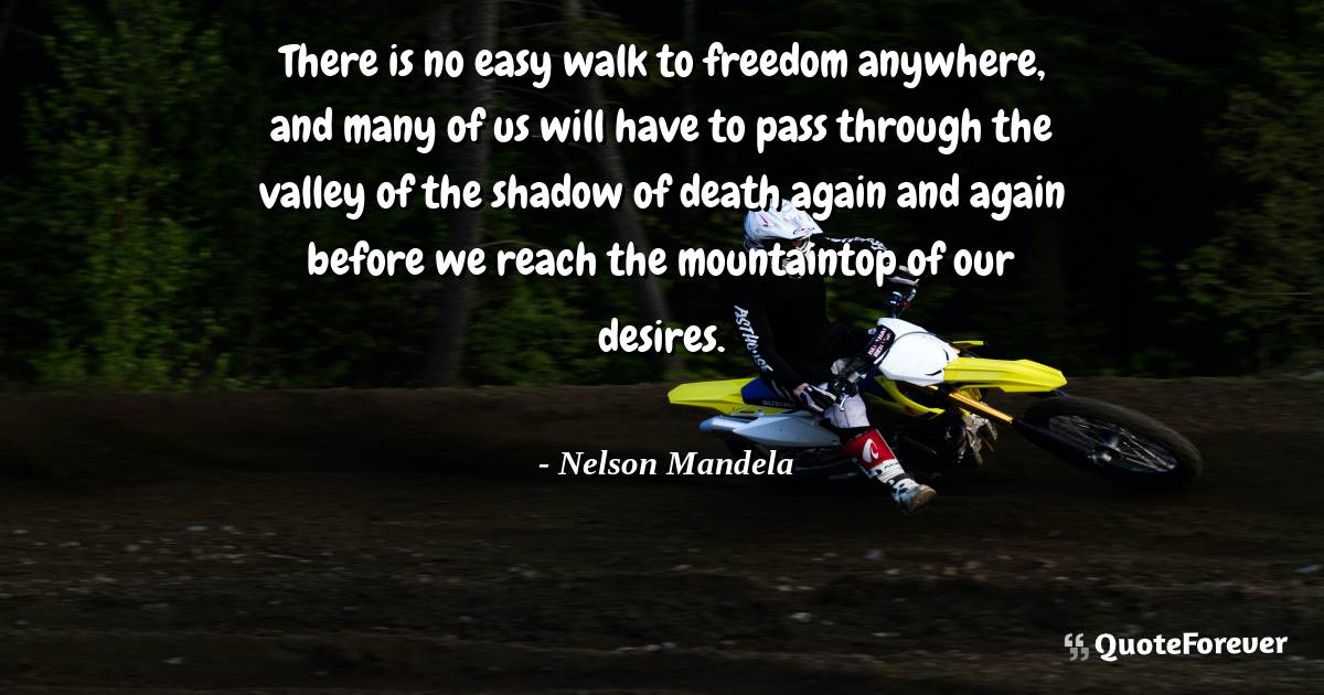 There is no easy walk to freedom anywhere, and many of us will have ...