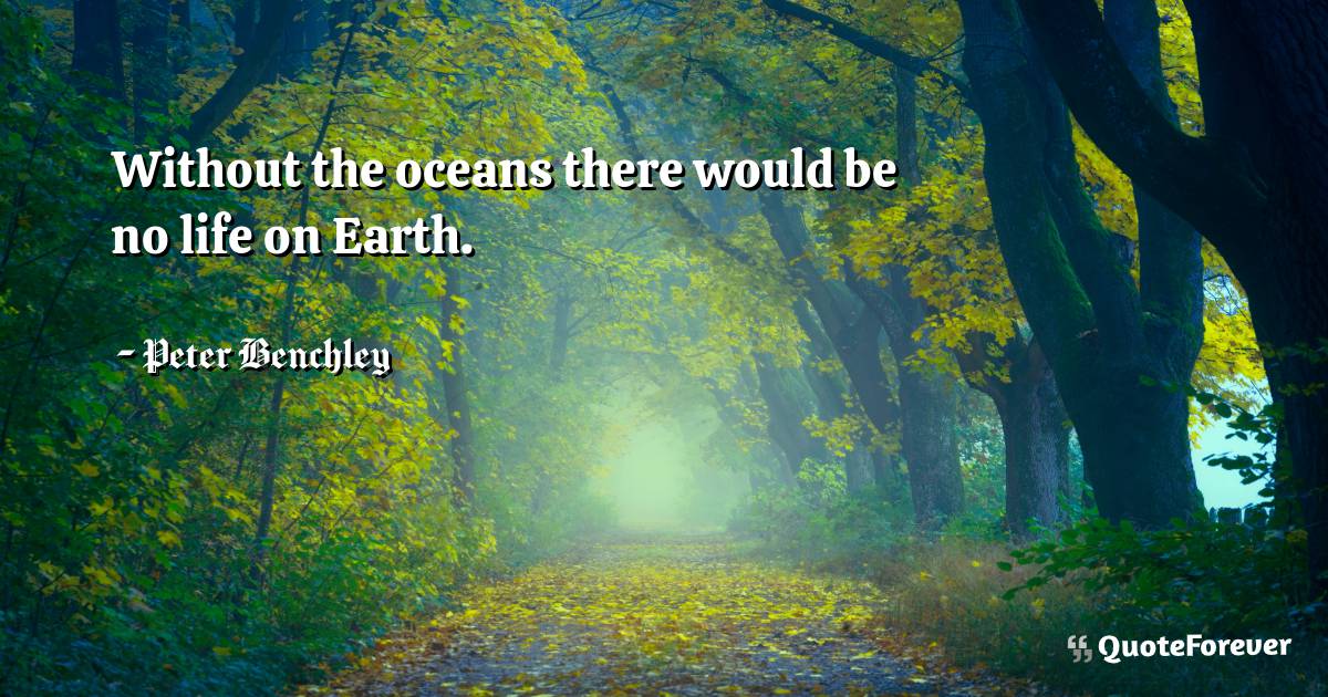 Without the oceans there would be no life on Earth.