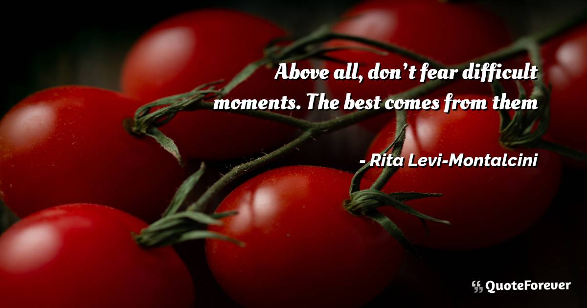 Above all, don’t fear difficult moments. The best comes from them