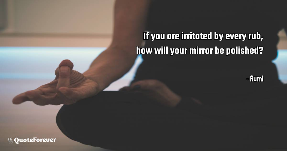 If you are irritated by every rub, how will your mirror be polished?