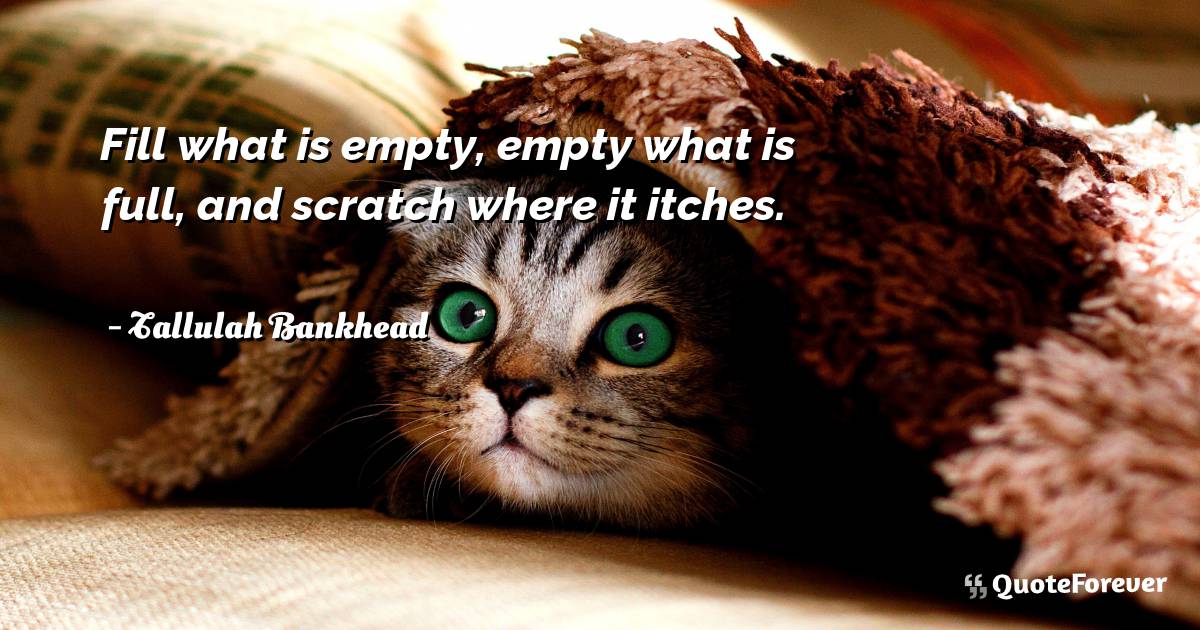 Fill what is empty, empty what is full, and scratch where it itches.