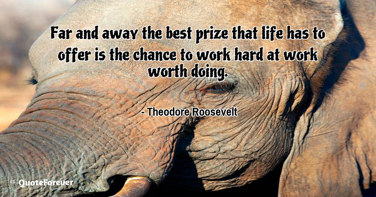 Far and away the best prize that life has to offer is the chance to ...