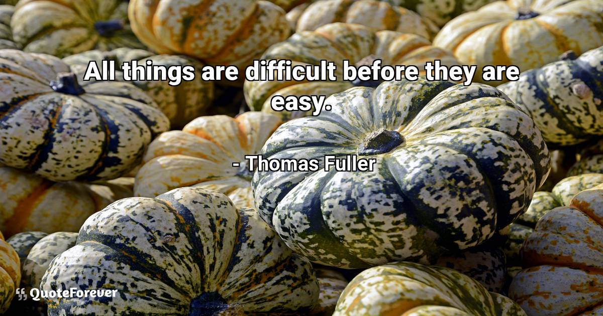 All things are difficult before they are easy.