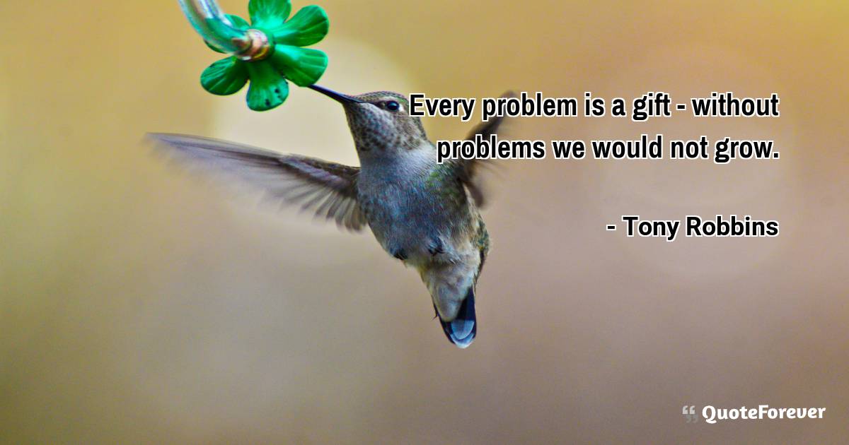 Every problem is a gift - without problems we would not grow.