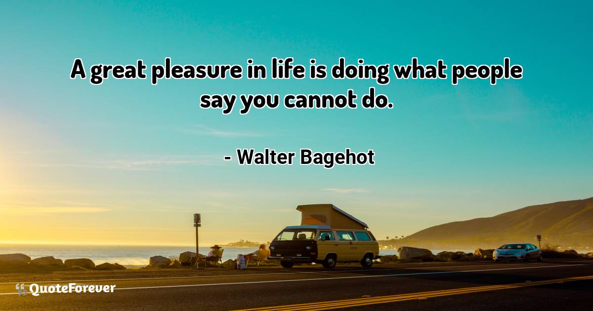 A great pleasure in life is doing what people say you cannot do.