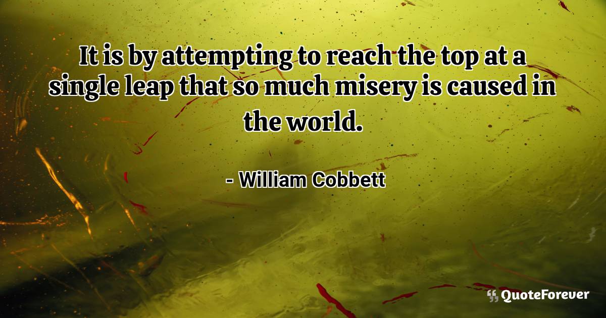 It is by attempting to reach the top at a single leap that so much ...