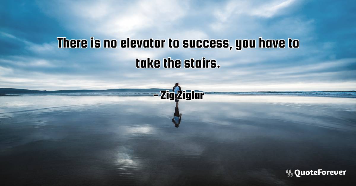 There is no elevator to success, you have to take the stairs.