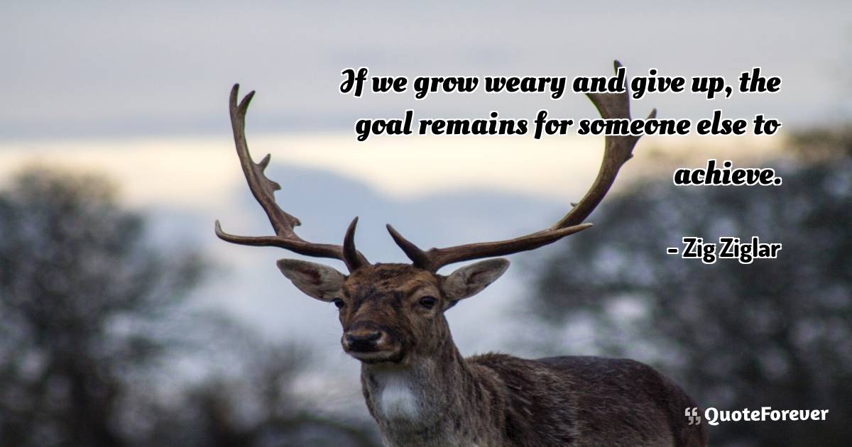 If we grow weary and give up, the goal remains for someone else to ...